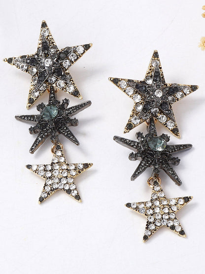 Rhine Stones Shiny Star Shape Earrings Accessories