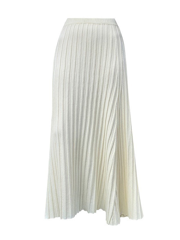 A-Line High Waisted Pleated Solid Color Skirts Bottoms