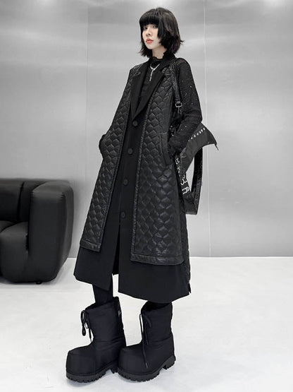 Loose Sleeveless Buttoned Plaid Pockets Solid Color Split-Joint Notched Collar Outerwear Padded Vest