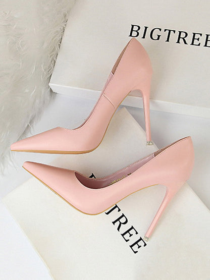 Pointed-Toe Solid Color Pumps