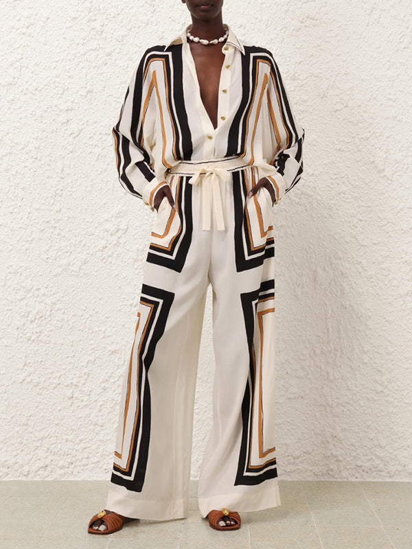 Long Sleeves Loose Plaid Striped Lapel Blouses&Shirts Tops