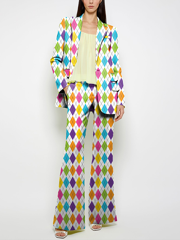 Loose Wide Leg Pockets Printed Pants Suit Pants Trousers