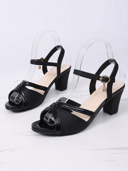 Ankle-Wrap Square Heel Buckle Open Toe Sandals
