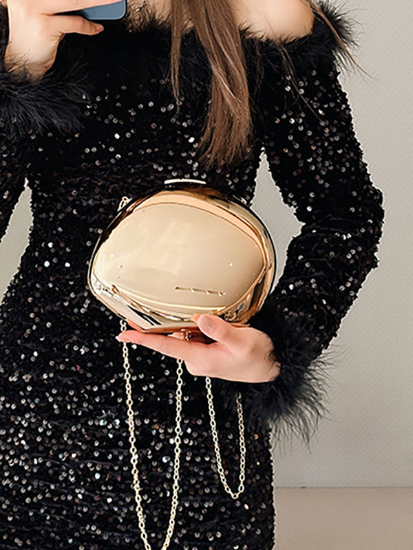 Chains Geometric Solid Color Crossbody Bags Satchels