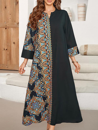 Loose Asymmetric Printed Maxi Dresses