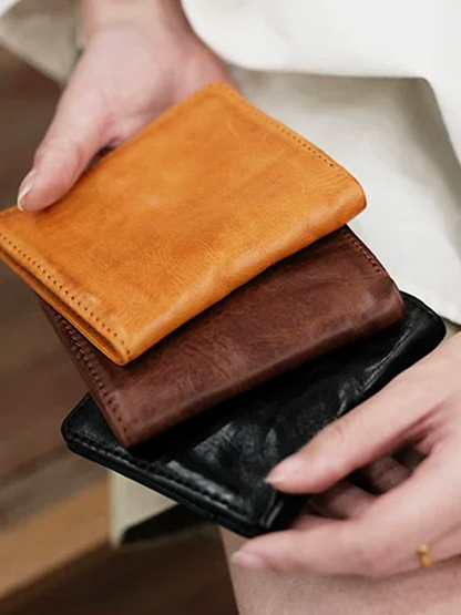 Genuine Leather Short Wallet