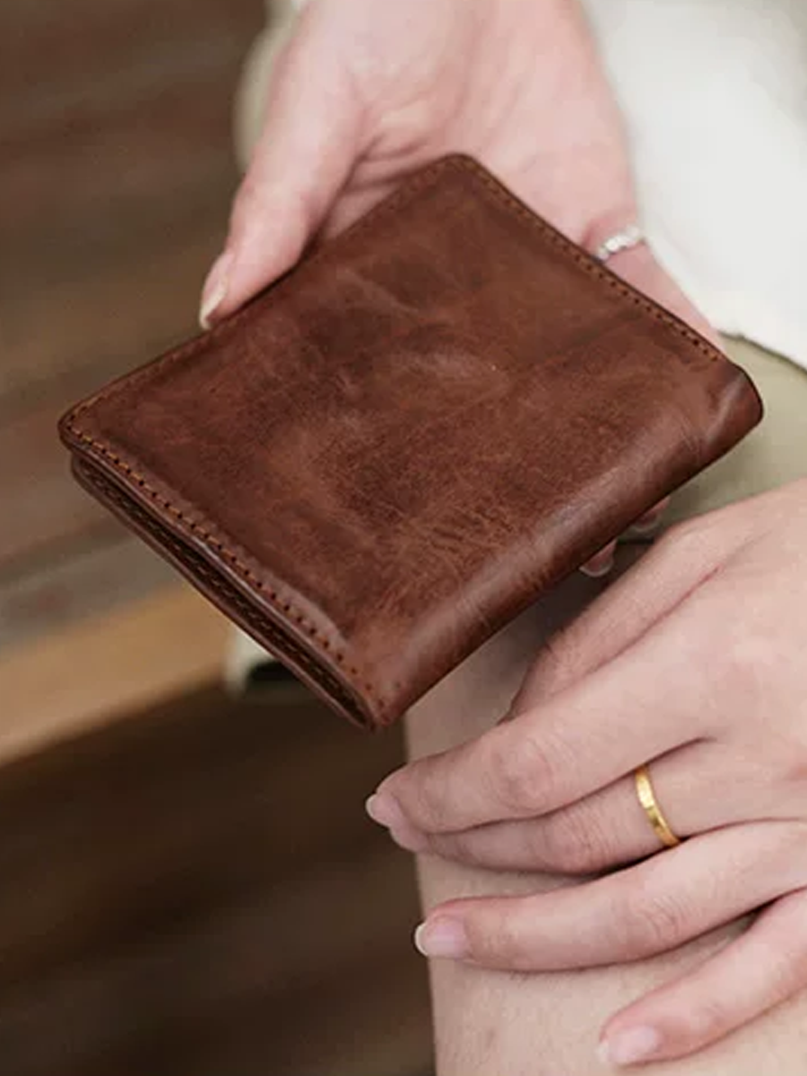 Genuine Leather Short Wallet