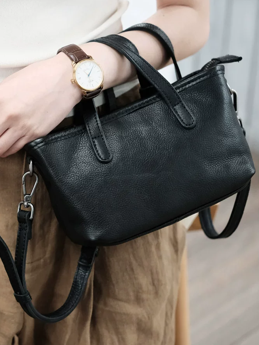 Genuine Leather Vintage Mini Bucket Tote