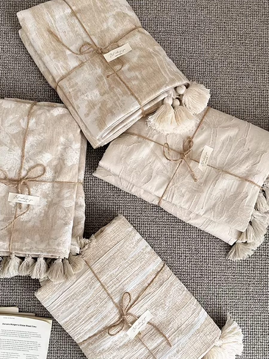 Retro Textured Cotton-Linen Tassel Floral Jacquard Blanket