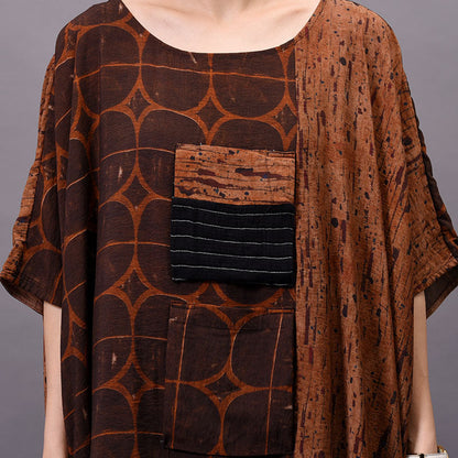Plus Size Women Vintage Summer Print Maxi Dress