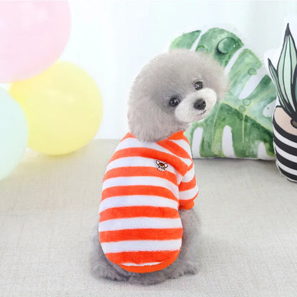 Soft Fleece Pet Clothes For Small Dogs Winter Warm Dog Vest Rainbow Striped Puppy Cats Clothing Chihuahua Poodle Shih Tzu Coats
