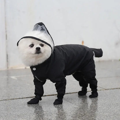 Full-Cover Dog Raincoat One-Piece Waterproof Dog Rainboot Clothes for Small Dogs Yorkie Costume Puppy Jumpsuit Pet Raining Coat