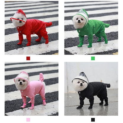 Full-Cover Dog Raincoat One-Piece Waterproof Dog Rainboot Clothes for Small Dogs Yorkie Costume Puppy Jumpsuit Pet Raining Coat