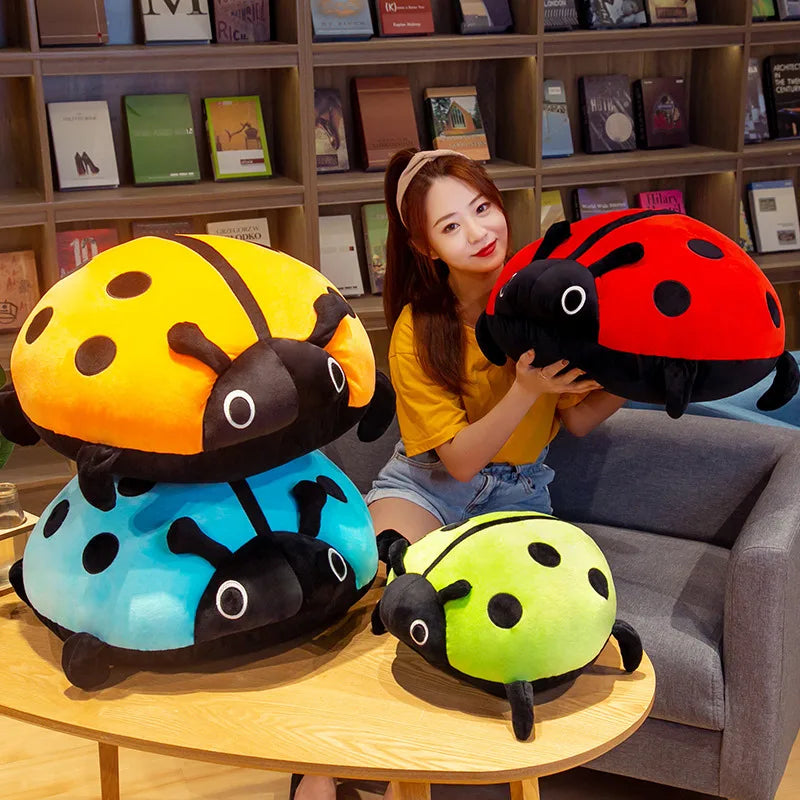 Huggable Kawaii 80/60/40cm Cute Plush Toy Soft Colorful Ladybug Ladybird Insect Doll Pillow Cushion Children Birthday Gift