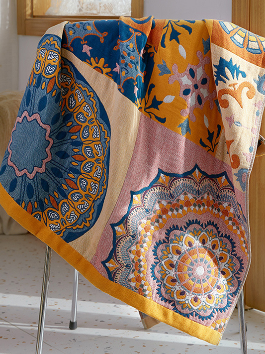 Floral Motif Cotton Gauze Bath Towel
