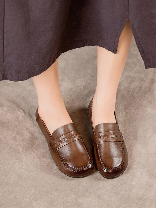 Women Vintage Genuine Leather Low Heel Shoes