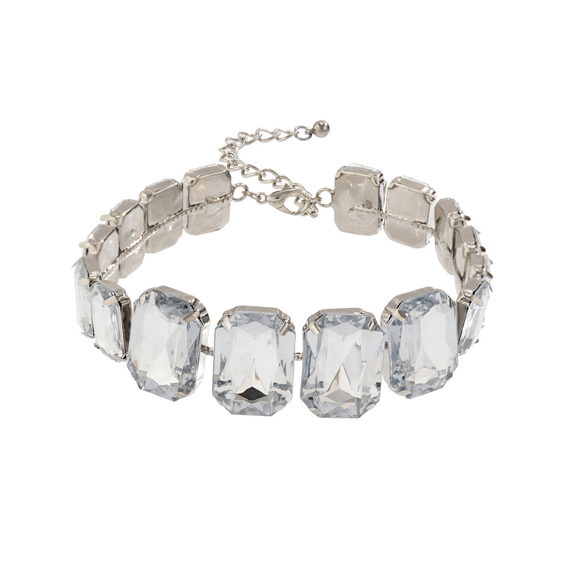 Glam Exaggerated Geometric Water Droplets Rhinestones Rhinestone Iron Tennis Chain Choker