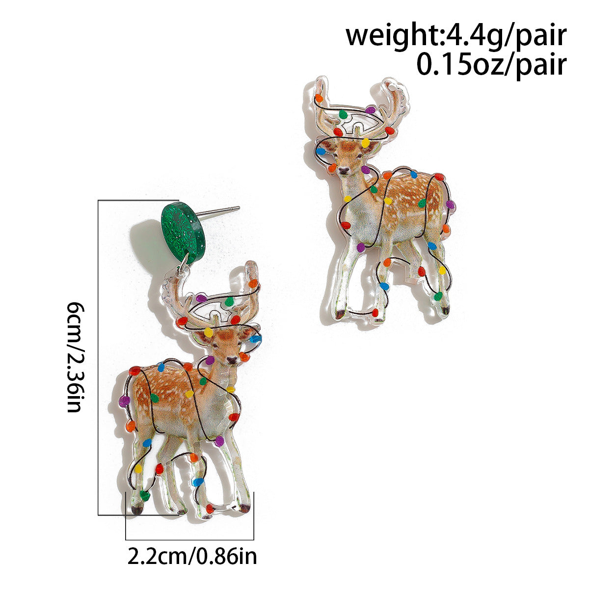 1 Pair Cute Vacation Christmas Hat Christmas Tree Elk Plating Arylic Earrings