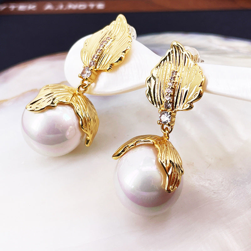 French Vintage Pearl Stud Earrings with S925 Posts