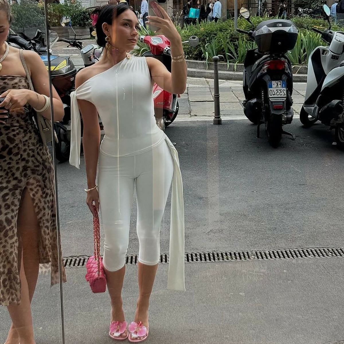 Banquet Daily Women's Casual Elegant Solid Color Spandex Polyester Pants Sets Shorts Sets