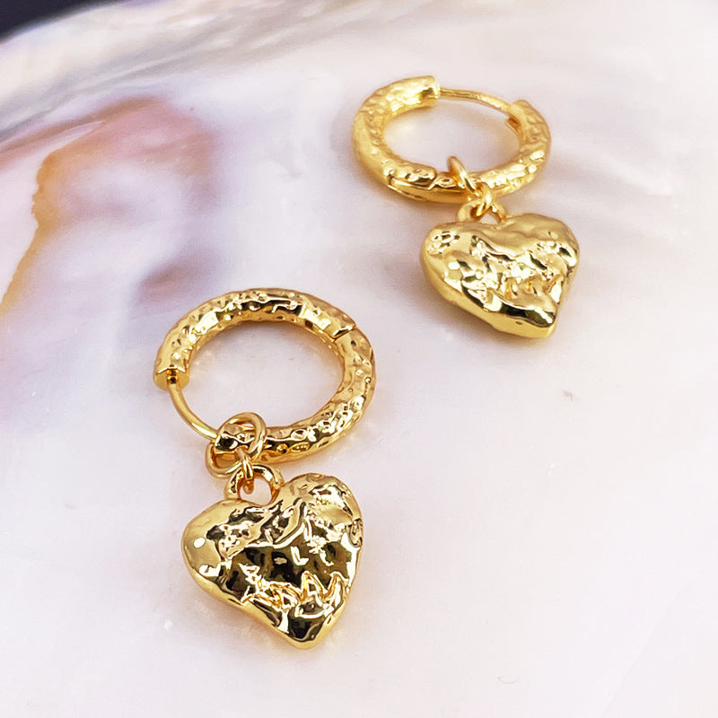 Minimal Heart Gold Plated Stud Earrings
