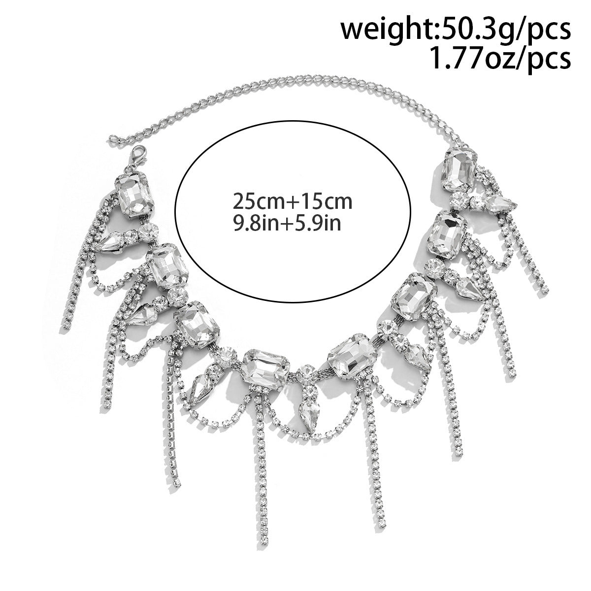 Glam Exaggerated Geometric Water Droplets Rhinestones Rhinestone Iron Tennis Chain Choker
