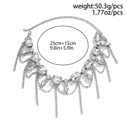 Glam Exaggerated Geometric Water Droplets Rhinestones Rhinestone Iron Tennis Chain Choker