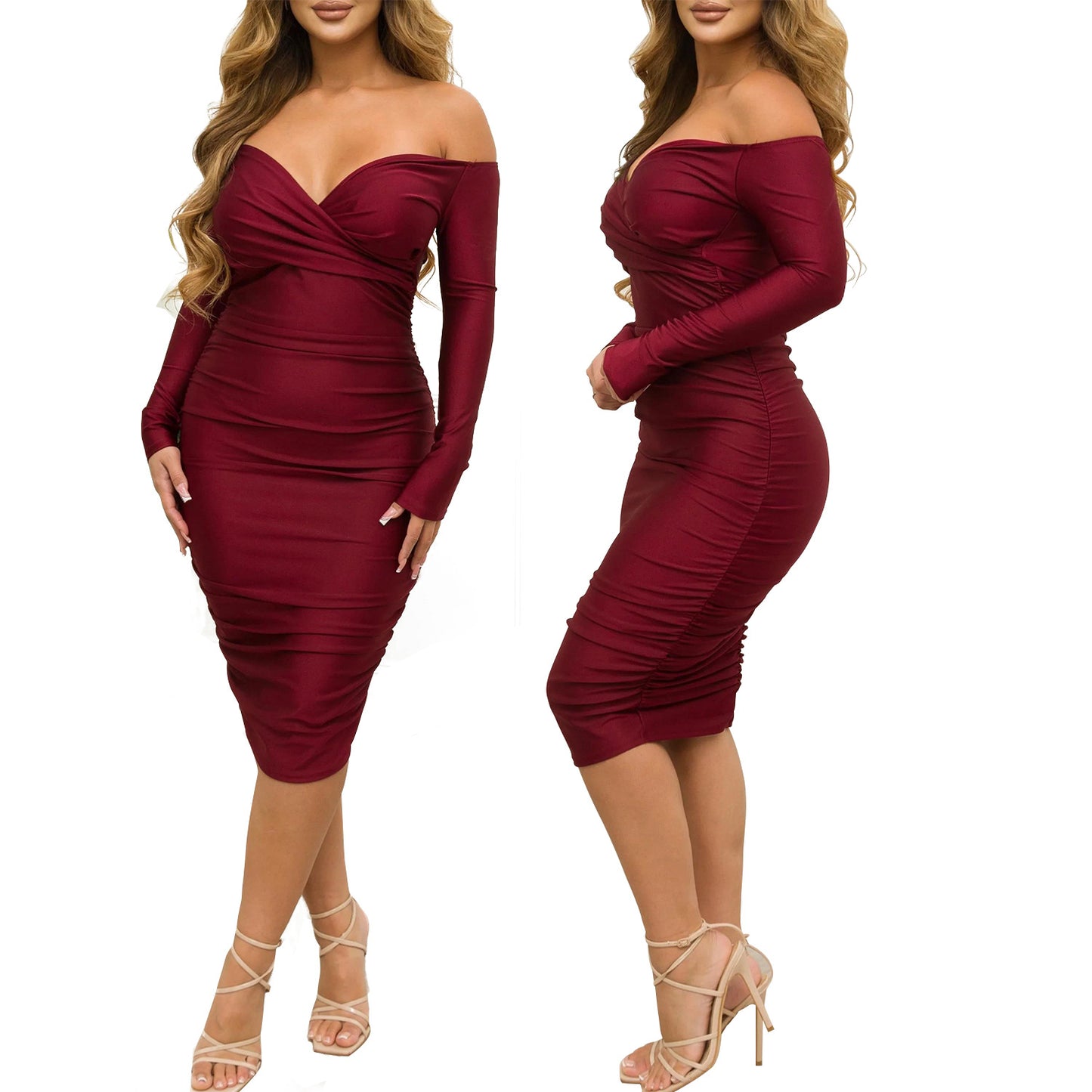 women's pencil skirt fashion boat neck patchwork sleeveless solid color midi dress daily