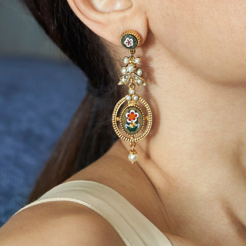 Bohemian Pearl Vintage Stud Earrings with S925 Posts