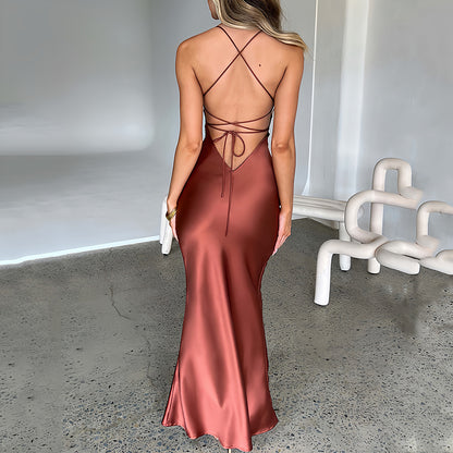 Women's Sheath Dress Sexy U Neck Backless Sleeveless Solid Color Maxi Long Dress Holiday
