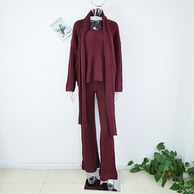 Holiday Wine Red Women's Vacation Simple Style Solid Color Polyester Pants Sets Pants Sets