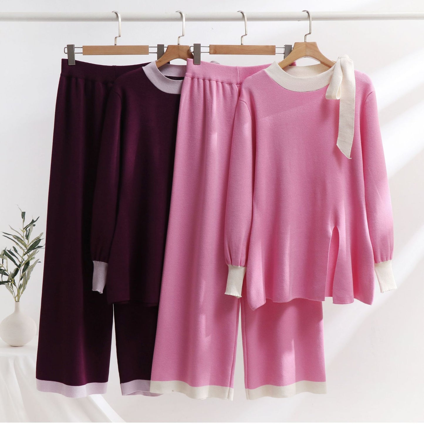 Holiday Women's Simple Style Solid Color Cotton Pants Sets Pants Sets
