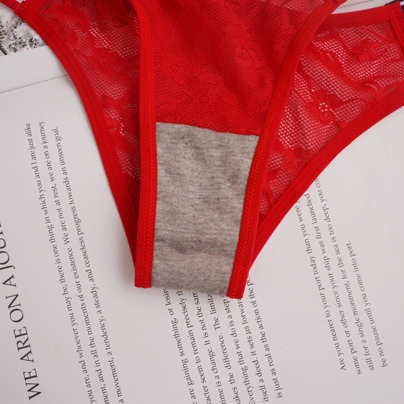 Solid Color Sexy Back Beauty Gather Bra&Panty Set