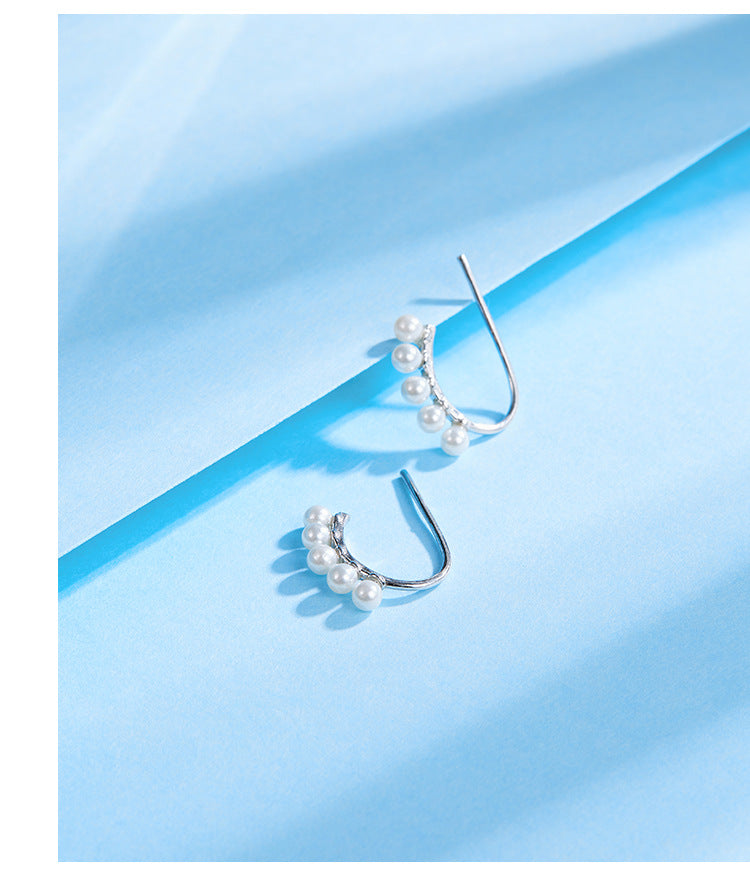 1 Pair 925 Sterling Silver Artificial Pearls 925 Sterling Silver Earrings Geometric Ear Studs