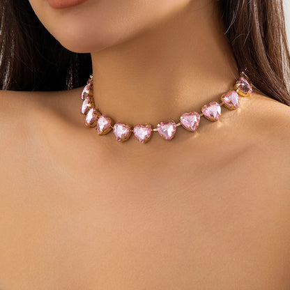 Glam Exaggerated Geometric Water Droplets Rhinestones Rhinestone Iron Tennis Chain Choker
