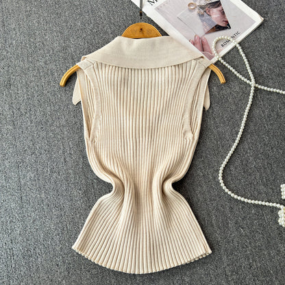 Women's Sweater Sleeveless Sweaters & Cardigans Knitted Elegant Stripe