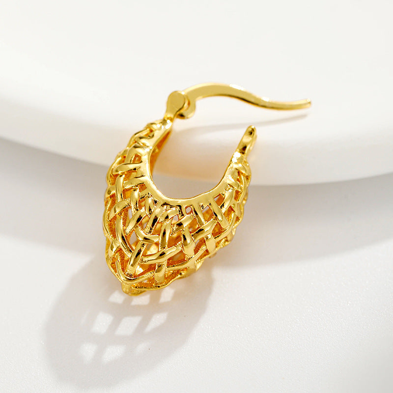 Minimal Vintage Gold Plated Stud Earrings