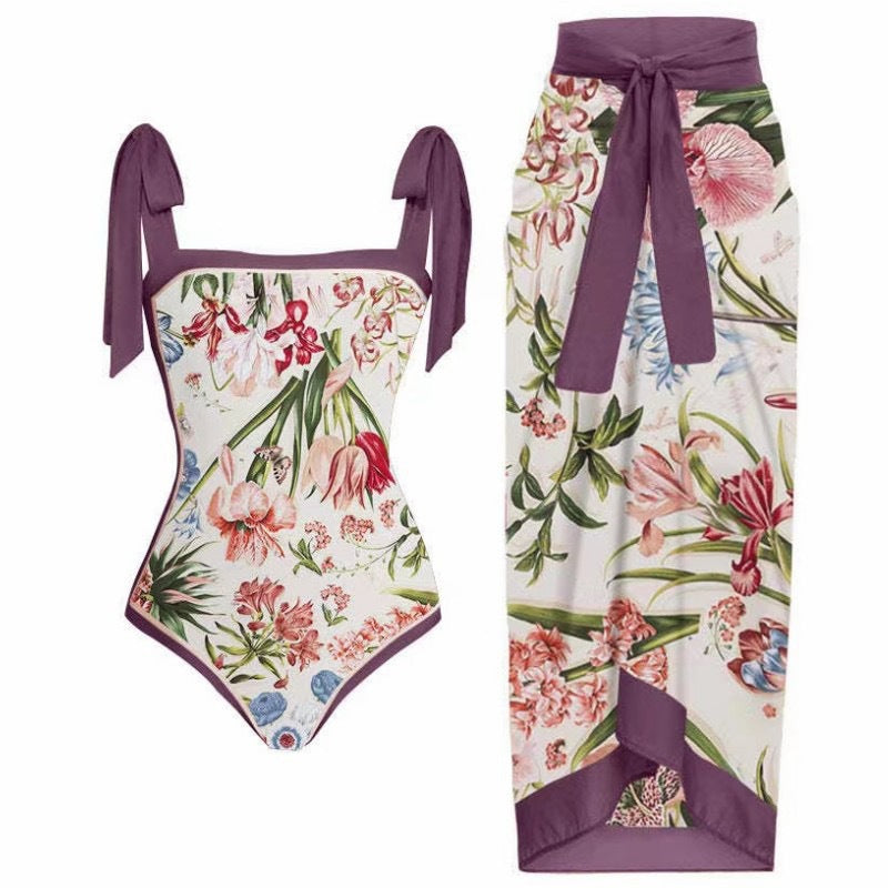 Women's Bohemian Sweet Flower 2 Pieces One Piece Swimwear