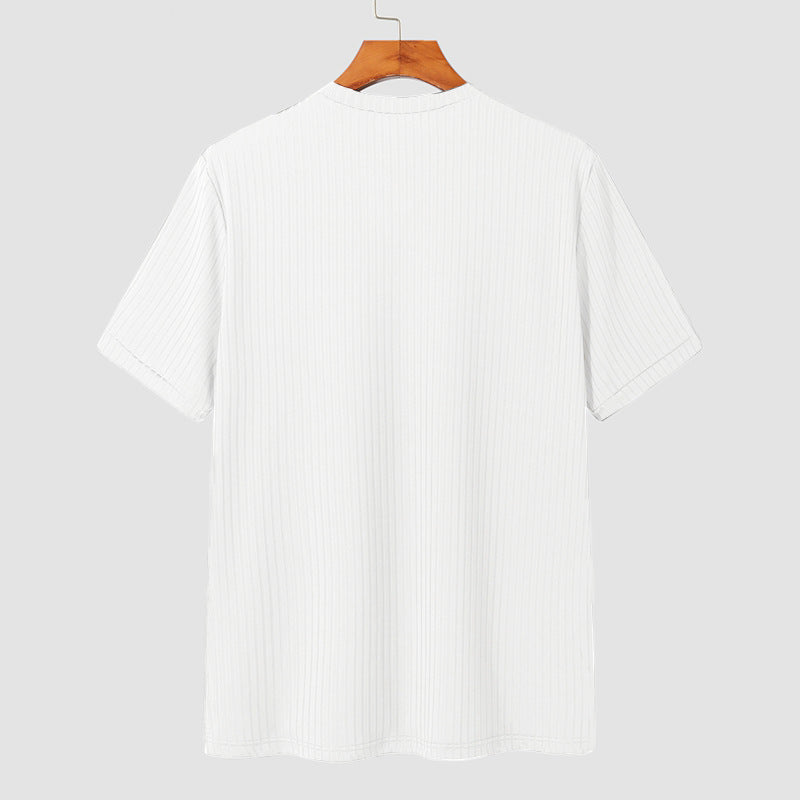 Men's Solid Color Simple Style Round Neck Short Sleeve Loose Men's T-shirt