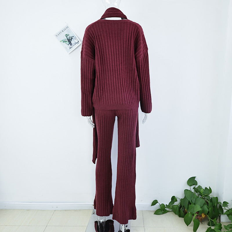 Holiday Wine Red Women's Vacation Simple Style Solid Color Polyester Pants Sets Pants Sets