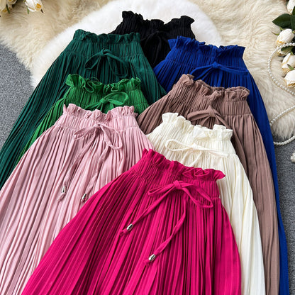 Women's Daily Casual Stripe Full Length Pleated Casual Pants