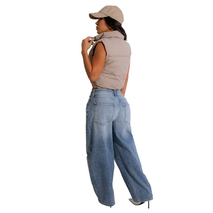 Women's Casual Solid Color Zipper Vest