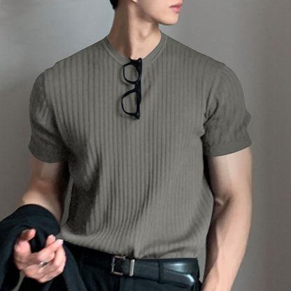 Men's Solid Color Simple Style Round Neck Short Sleeve Loose Men's T-shirt