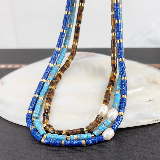 Natural Stone Pearl Layered Necklace