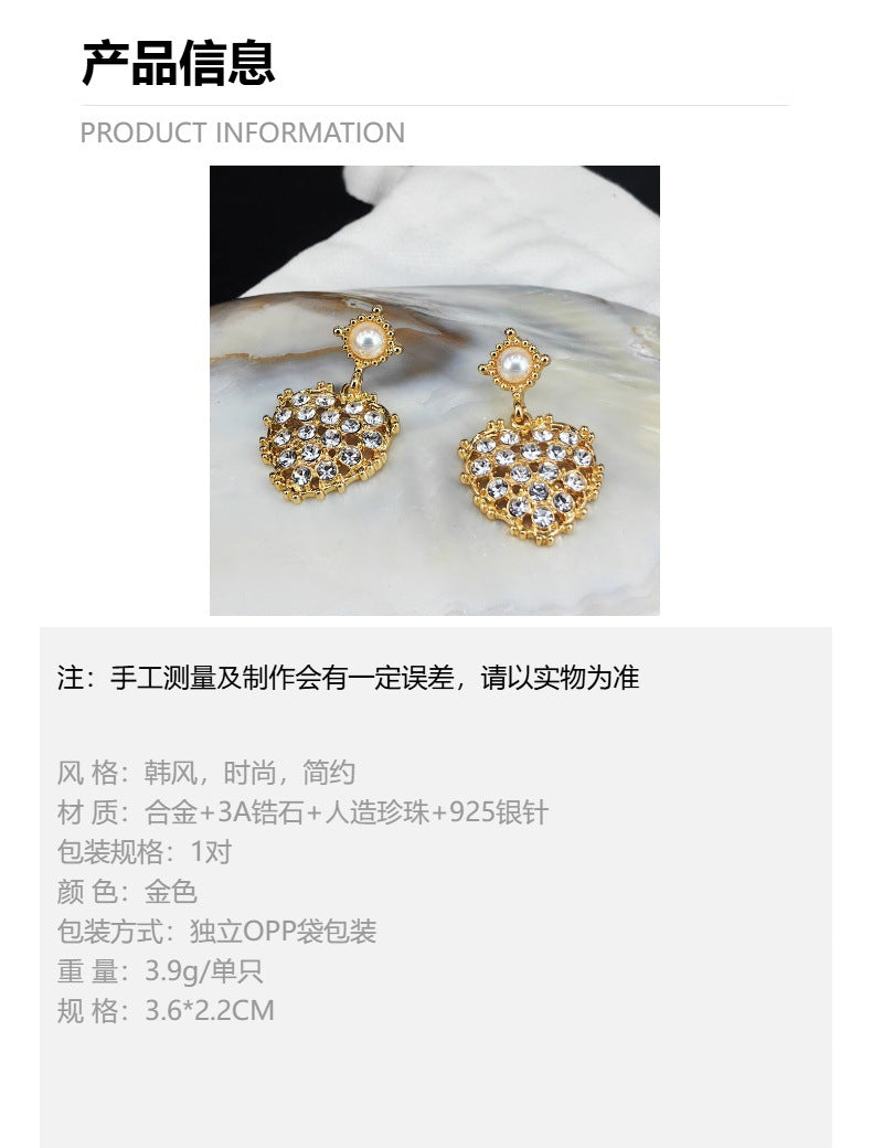 日韩设计师新款耳钉ins时尚通勤耳饰花朵珍珠耳环925银针跨境批发