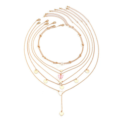 Jewelry Retro Star Heart Shape Arylic Alloy Copper Plating Pendant Necklace
