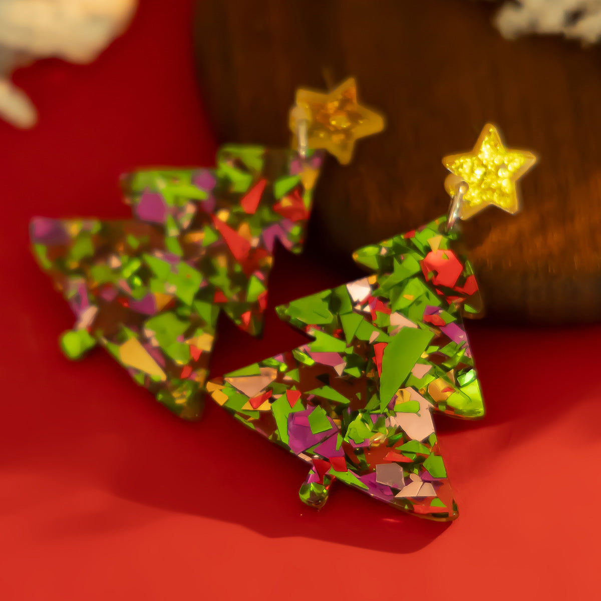 1 Pair Cute Vacation Christmas Hat Christmas Tree Elk Plating Arylic Earrings
