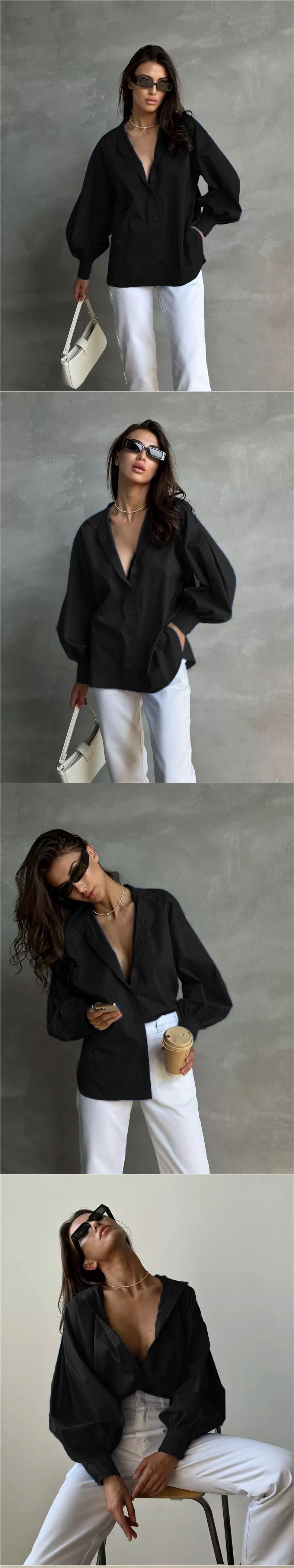 Women's Blouse Long Sleeve Blouses Casual Elegant Solid Color