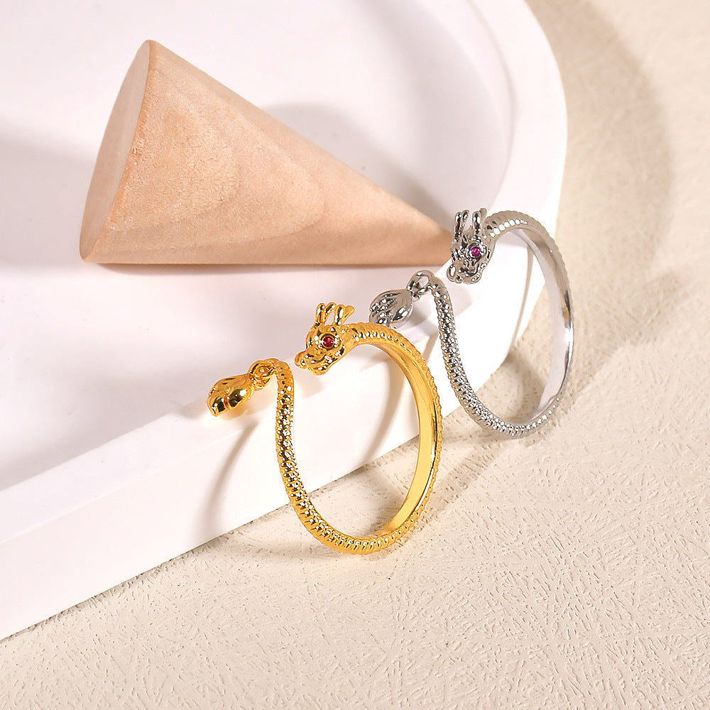 Casual Dragon Alloy Plating Diamond Unisex Rings