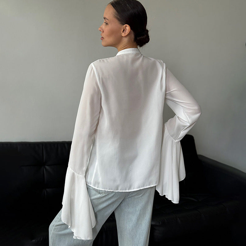 Women's Blouse Long Sleeve Blouses Vacation Simple Style Solid Color